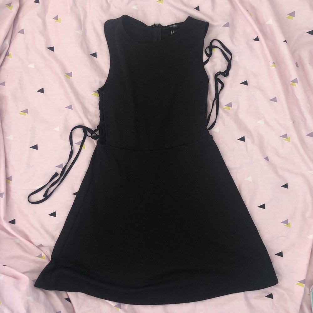 Black lace up dress